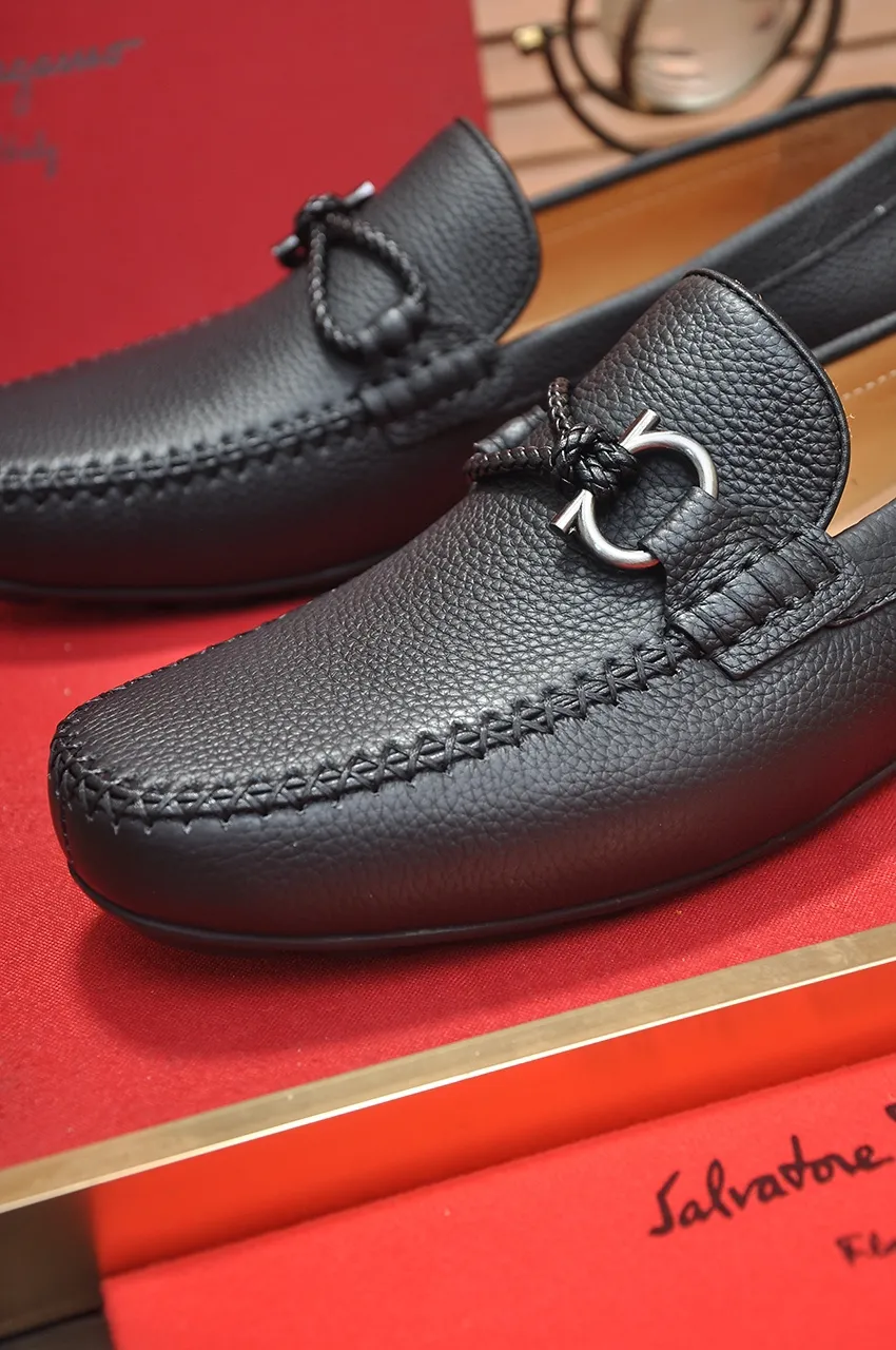 Men's shoes 💰480💶 [Ferragamo/Ferragamo] The latest model in the counter. Original imported open-sided fine cowhide hand-woven + imported 🐂 cowhide + original luxury metal buckle + original combination outsole. No pressure in comparison 38--44🎉